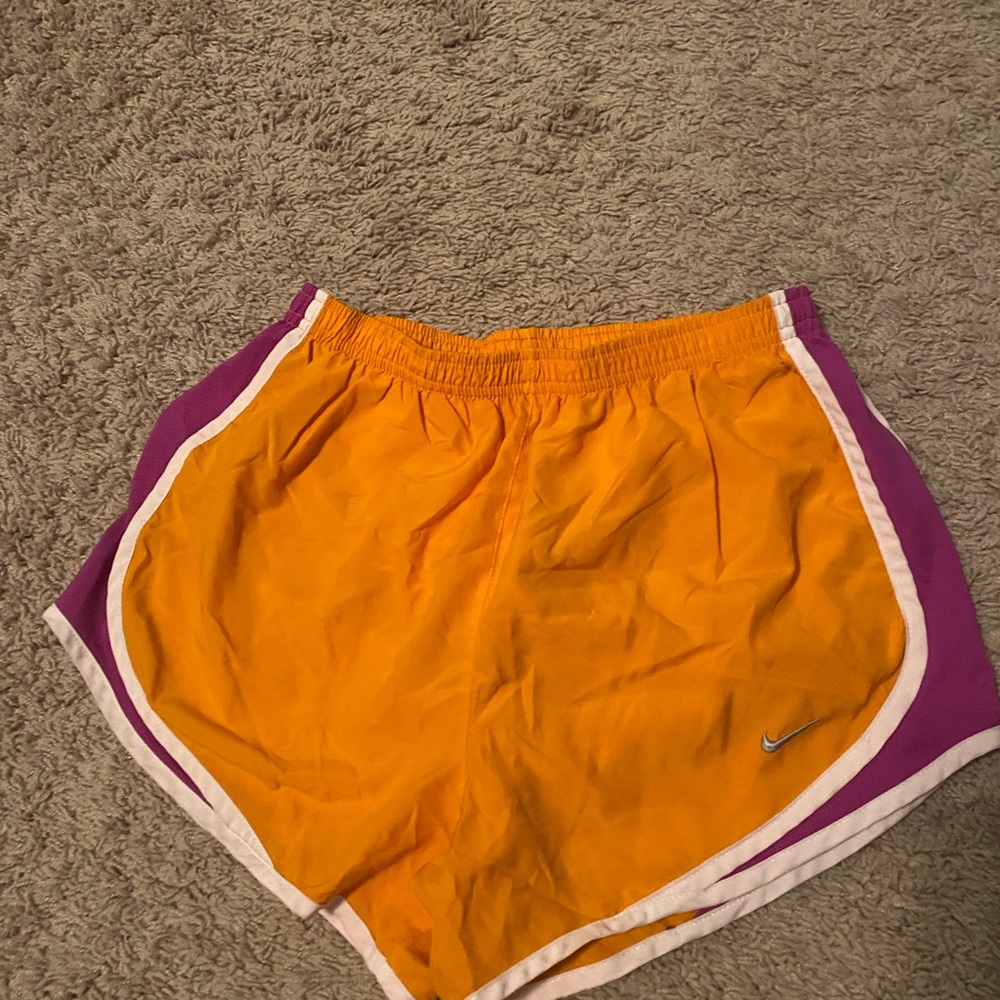 Nike Orange and Purple Athletic Shorts Retro Style
